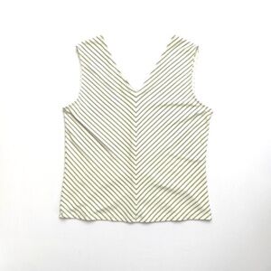 2000s Y2K Slinky Stretch Mod Pinstripe Fairy Fitted Sleeveless V-Neck Tank Top M